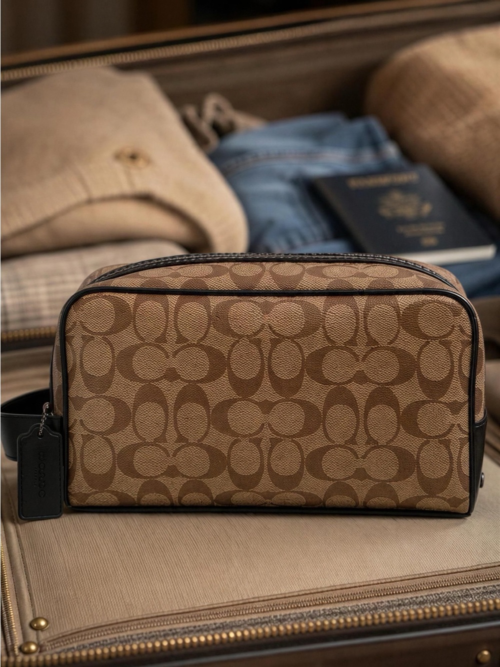 Coach SigTan and Black Toiletry Bag- “special edition “NE 2479-2736 NWOT